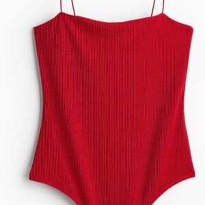 H & M red bodysuit top